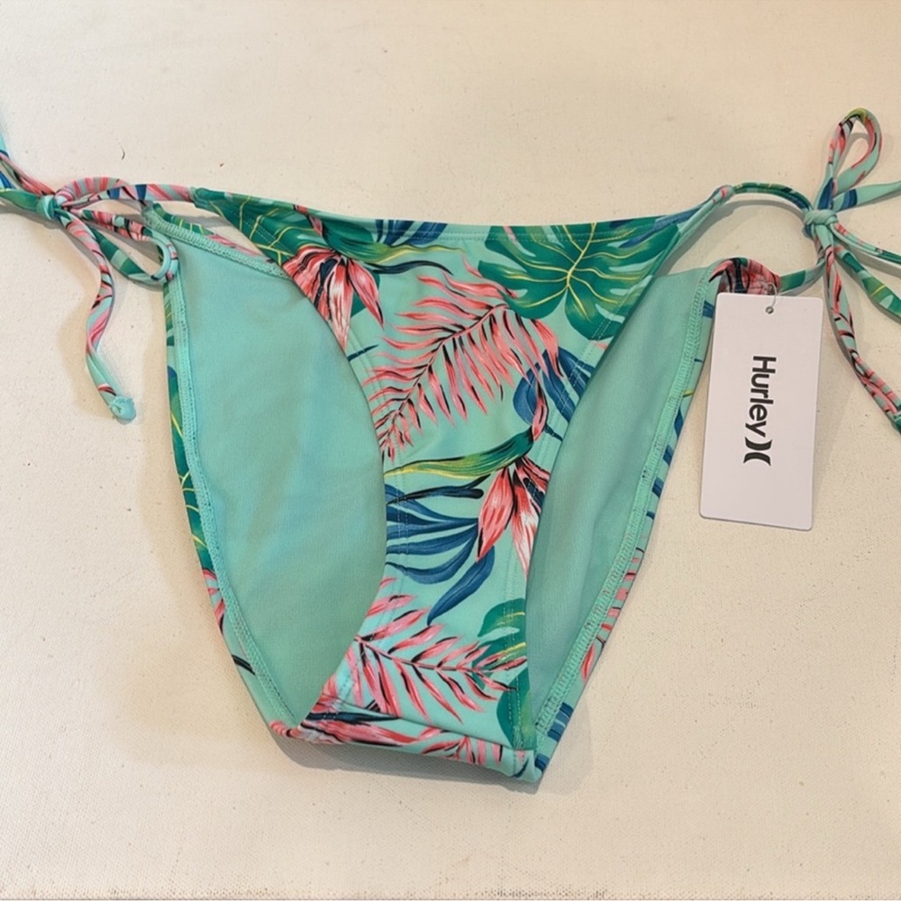 Hurley Tropical Print Bikini Bottoms Only - Green and Pink